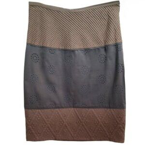 Catherine Malandrino textured neutral quilted pencil skirt 0